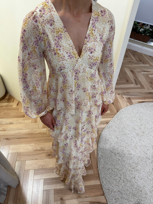 Ashton Ruffle Maxi Dress in Ditsy Floral