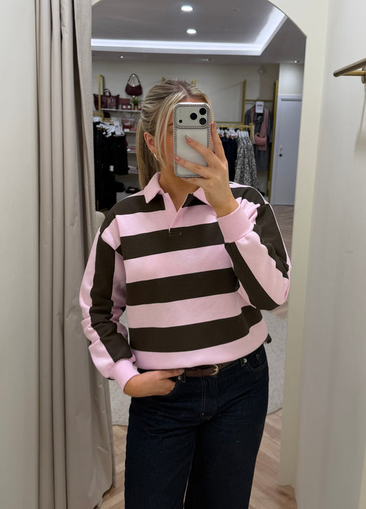 Filucca polo shirt in Brown & Pink Stripe