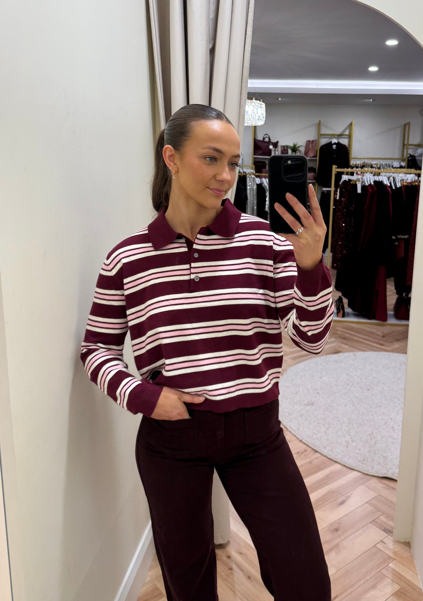 Sophie Fine Knit Collared Top
