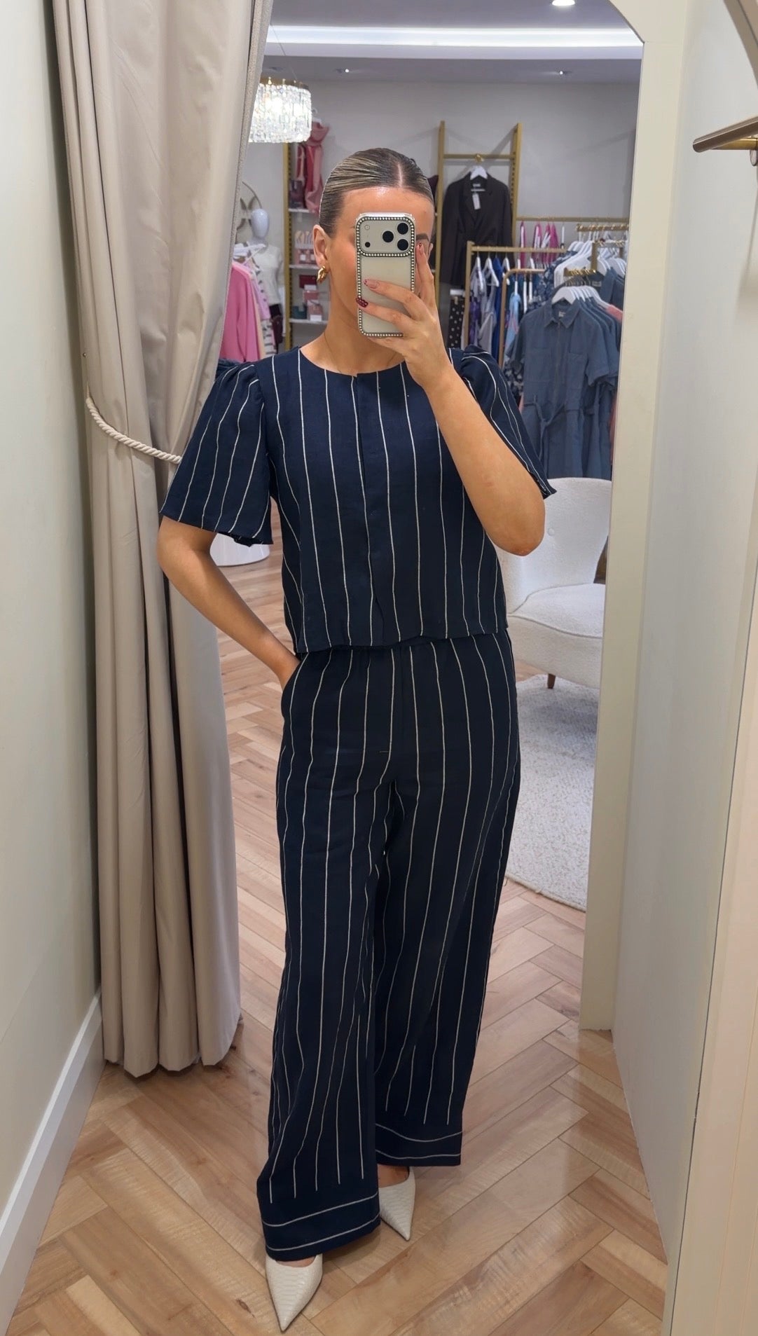 Traffic People Charlie Trousers in Navy Pinstripe