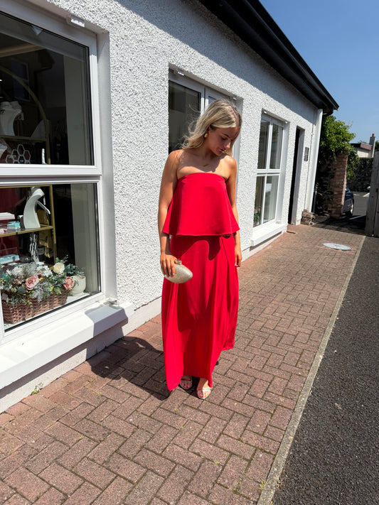 Liv Peplum Bandeau Maxi Dress