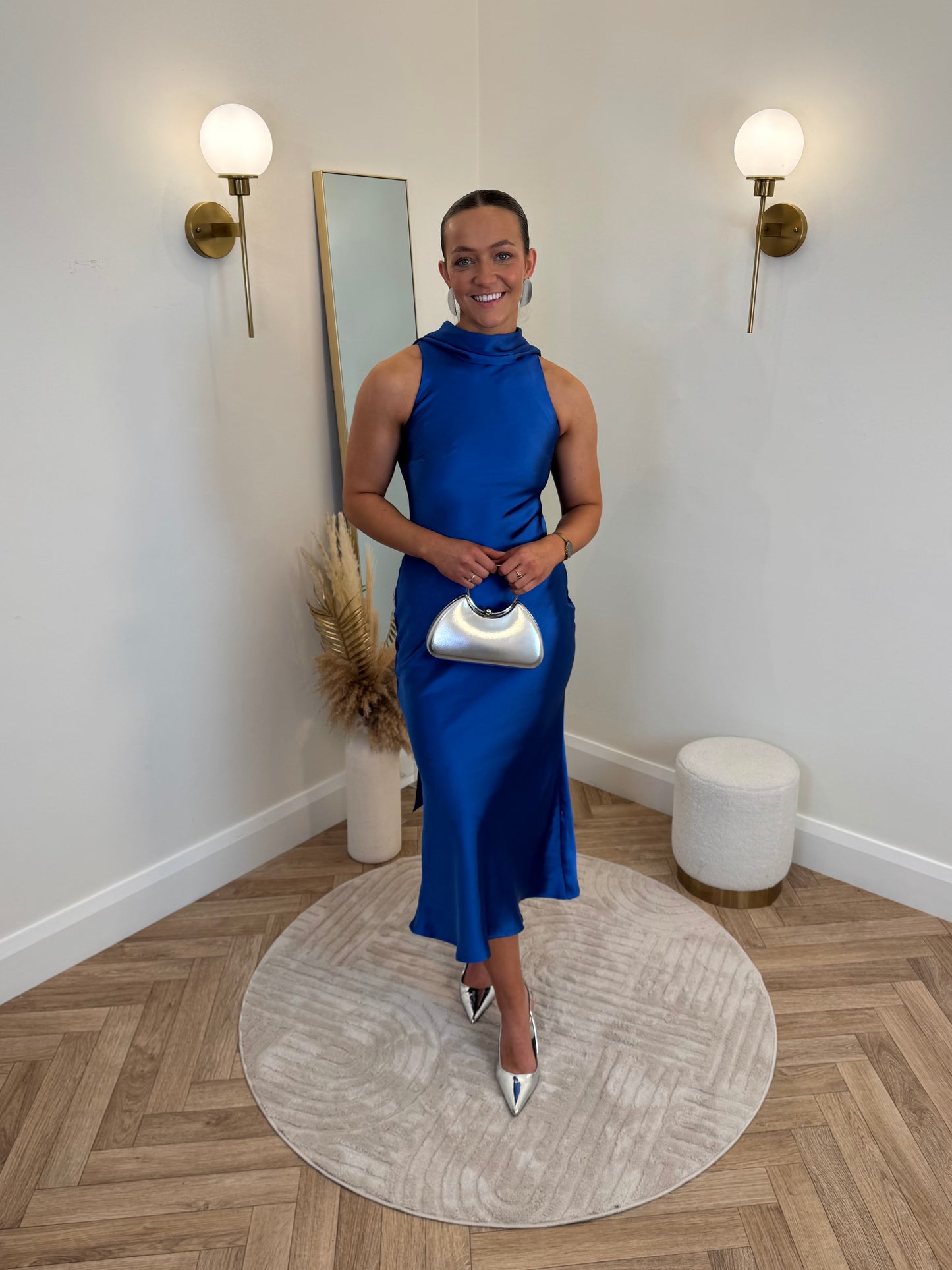 Lethe scarf maxi dress in cobalt blue