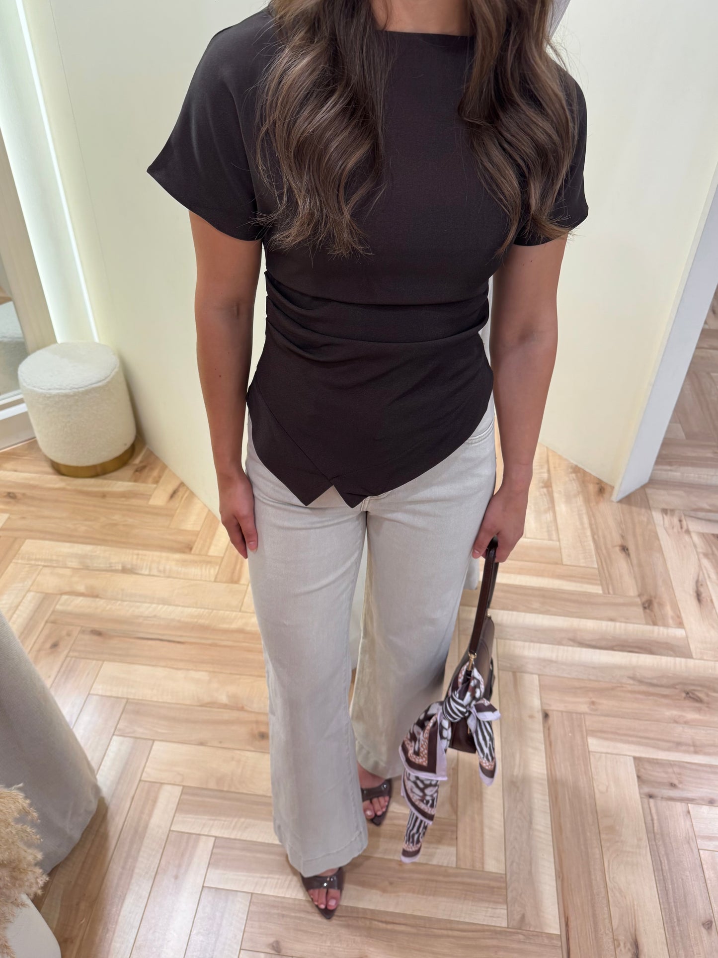 Kelly Ruched Top in Chocolate Brown