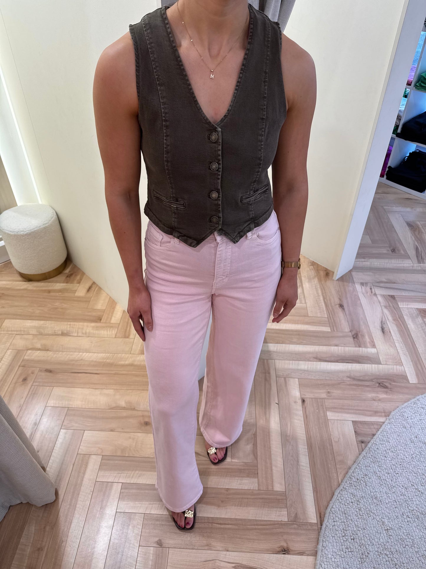 Brown denim waistcoat