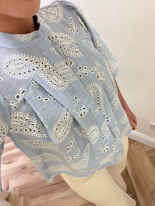 Viola Blouse in Kentucky Blue