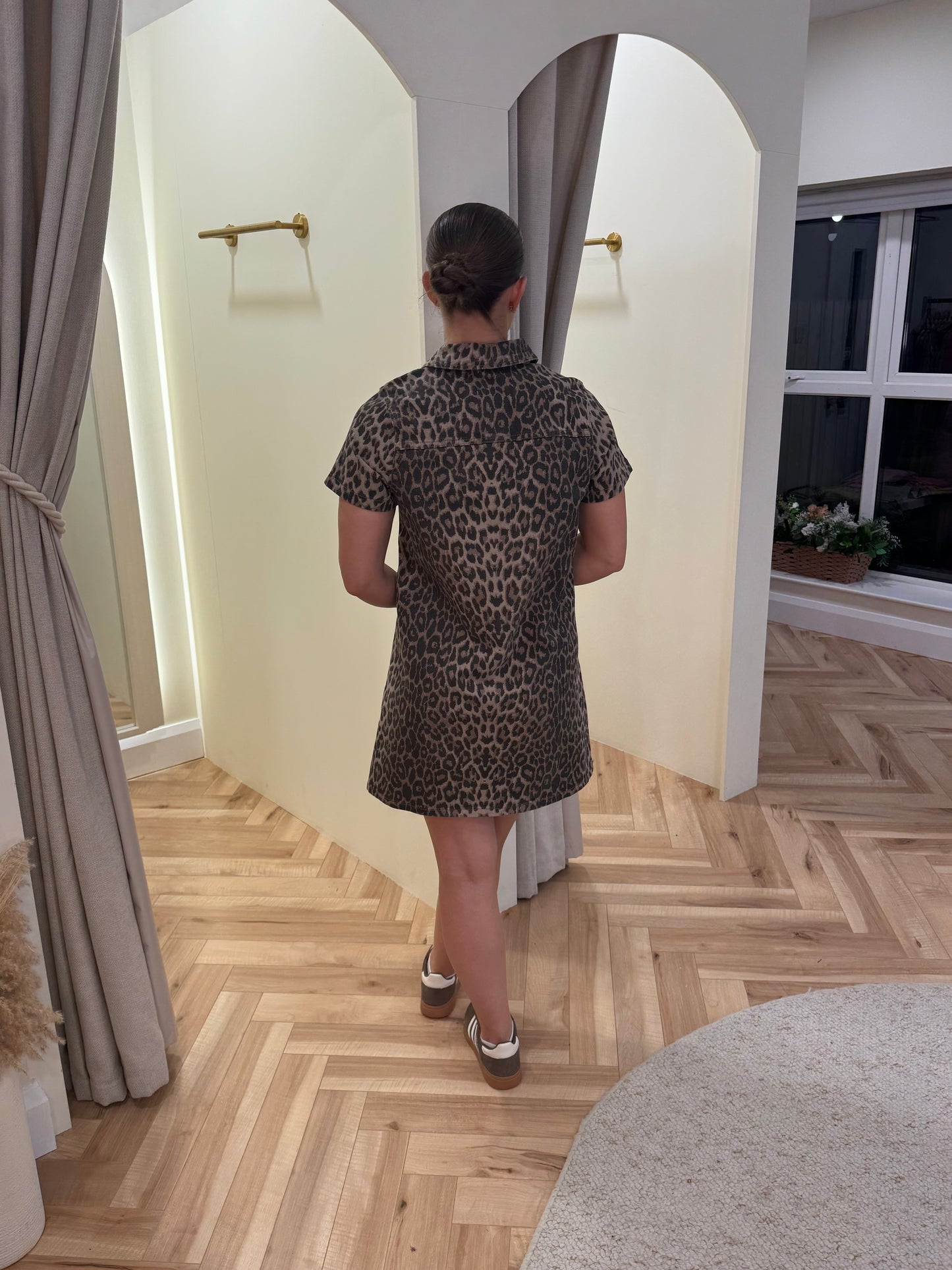 Leopard denim dress