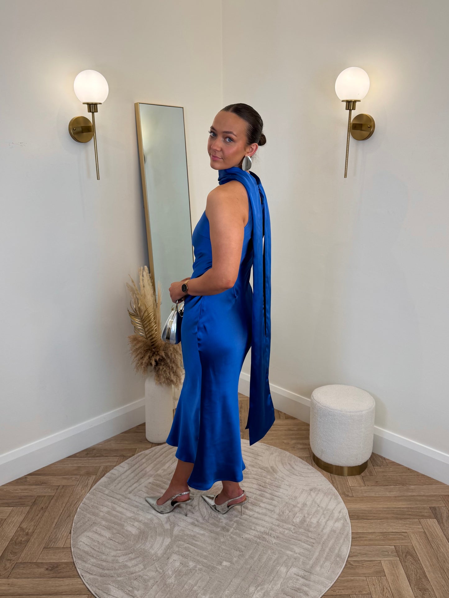 Lethe scarf maxi dress in cobalt blue