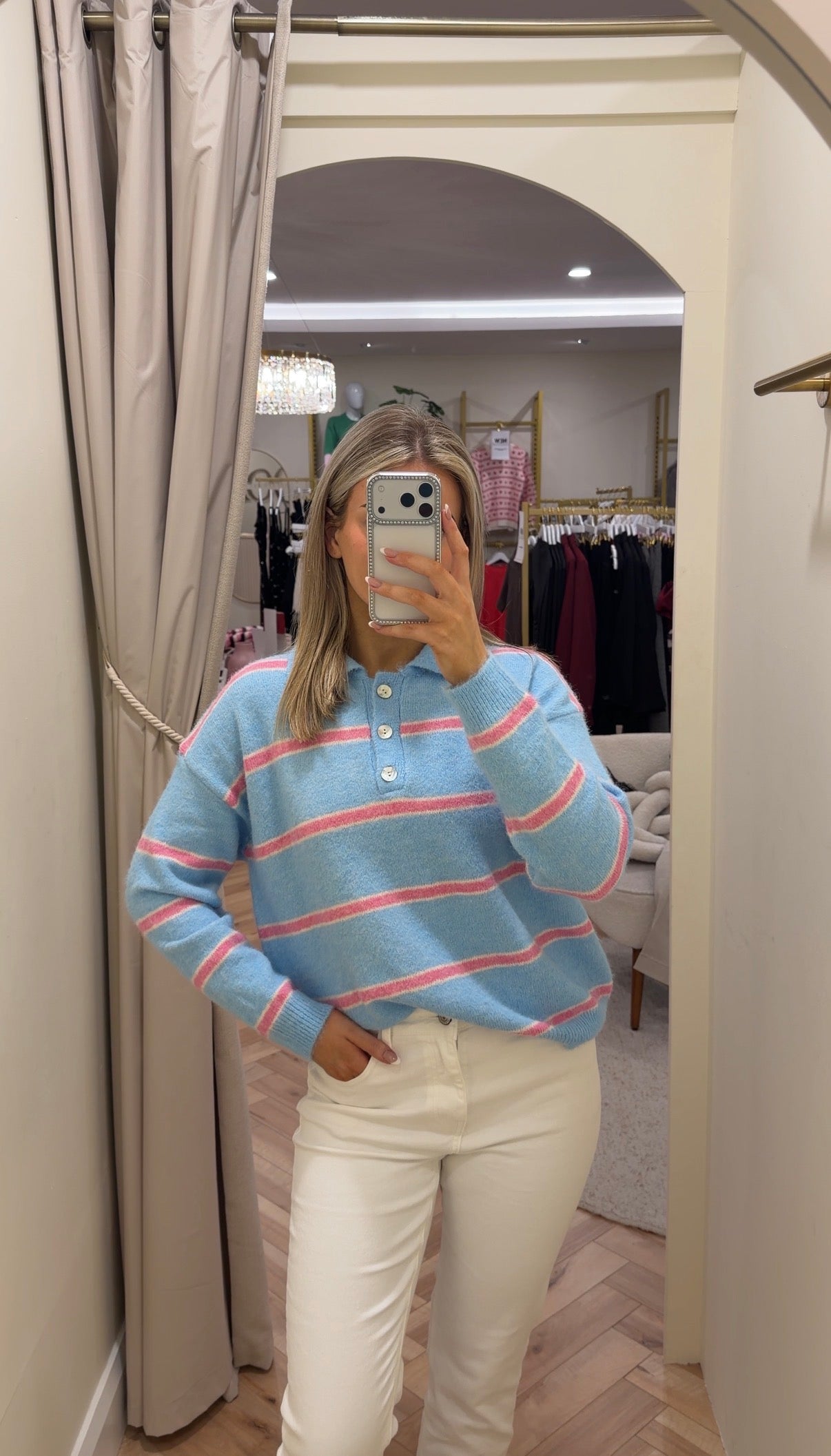 Casey Knit Polo jumper in Blue