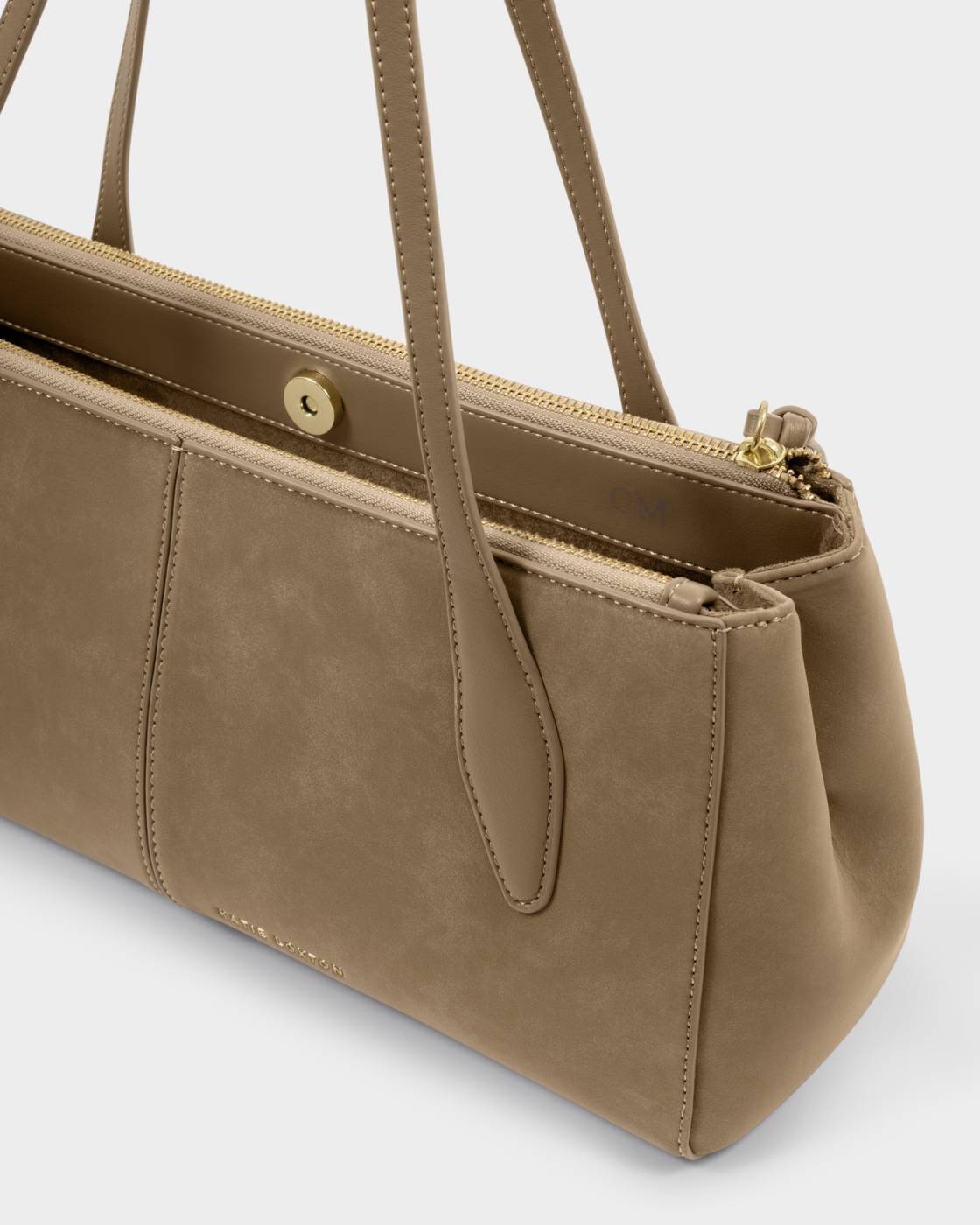 Hattie Suedette Shoulder Bag in taupe