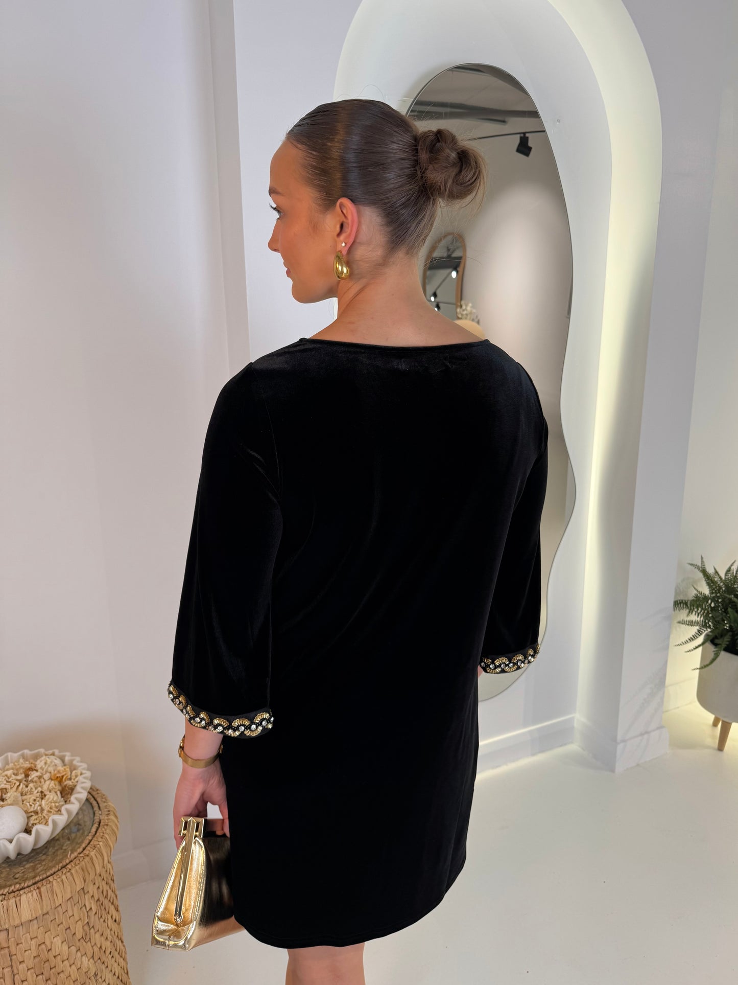 Traffic People velvet Bloom Dress in Black