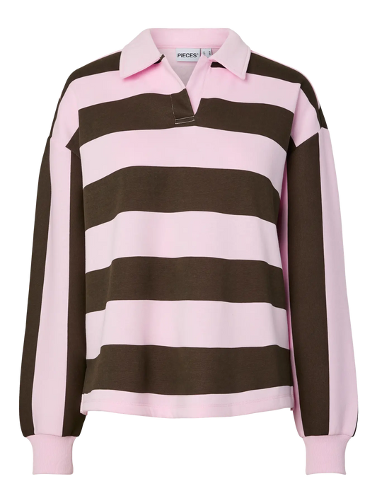Filucca polo shirt in Brown & Pink Stripe