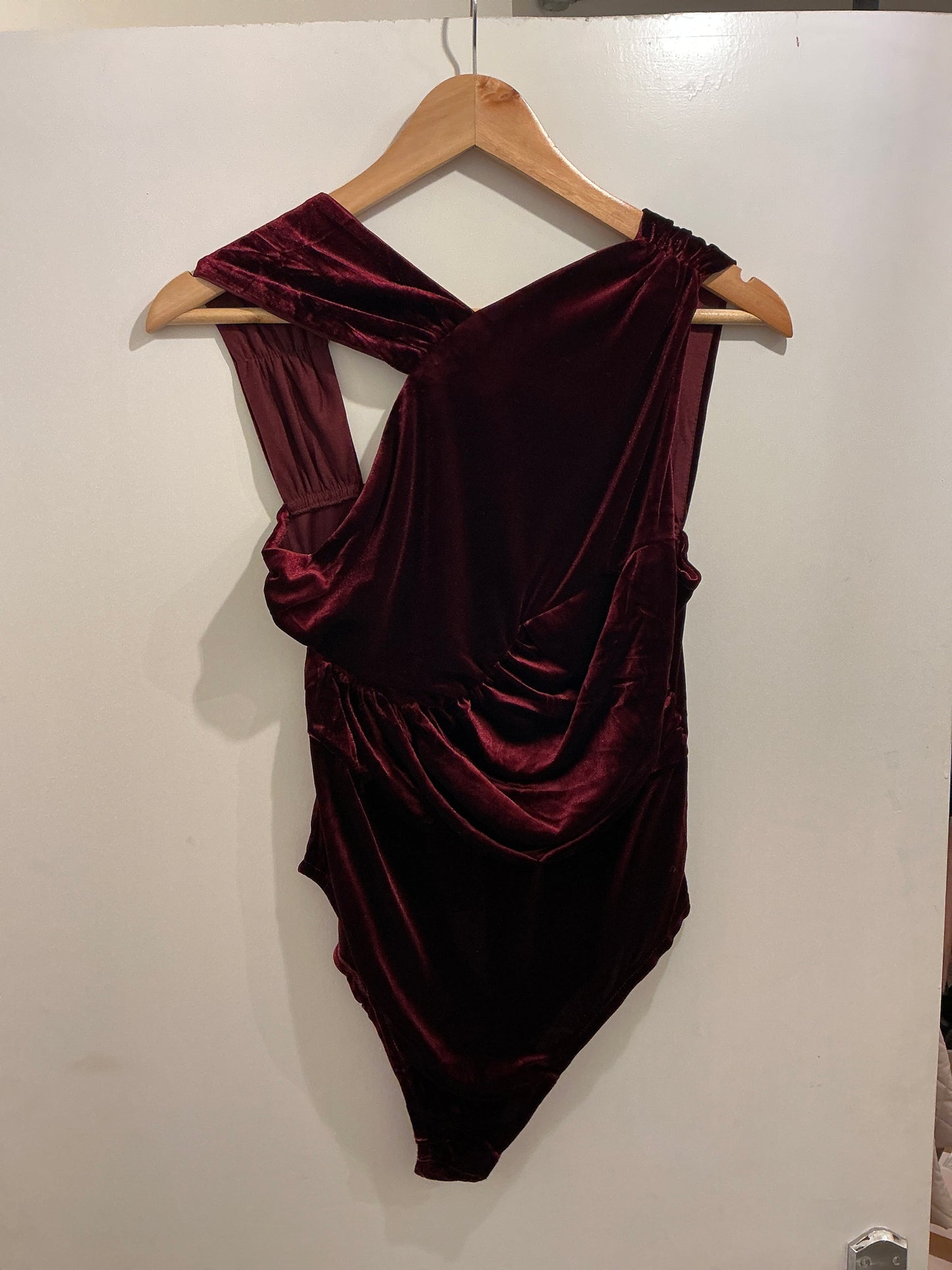 Burgundy velvet bodysuit