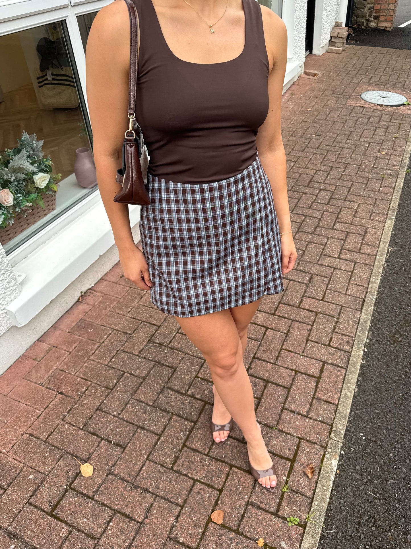 Jenni Skort in Blue & brown check