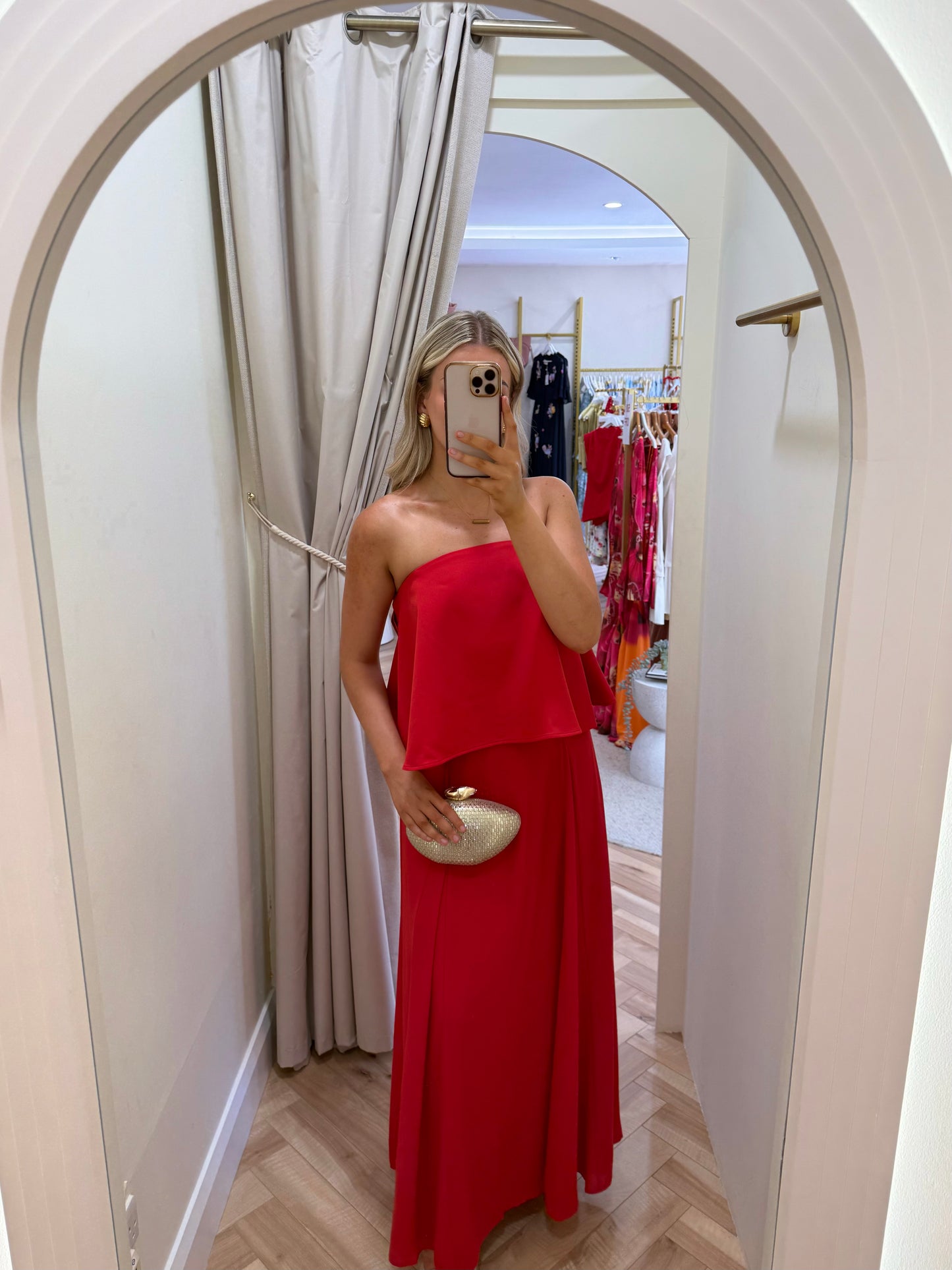 Liv Peplum Bandeau Maxi Dress