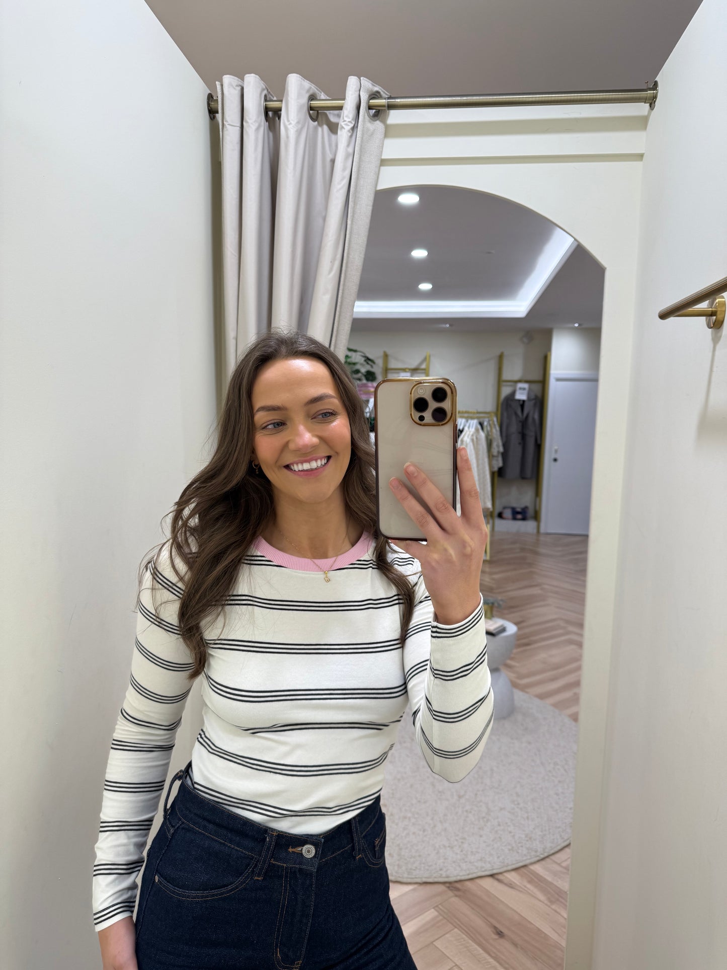 Josie Jersey Top - Off White/Black