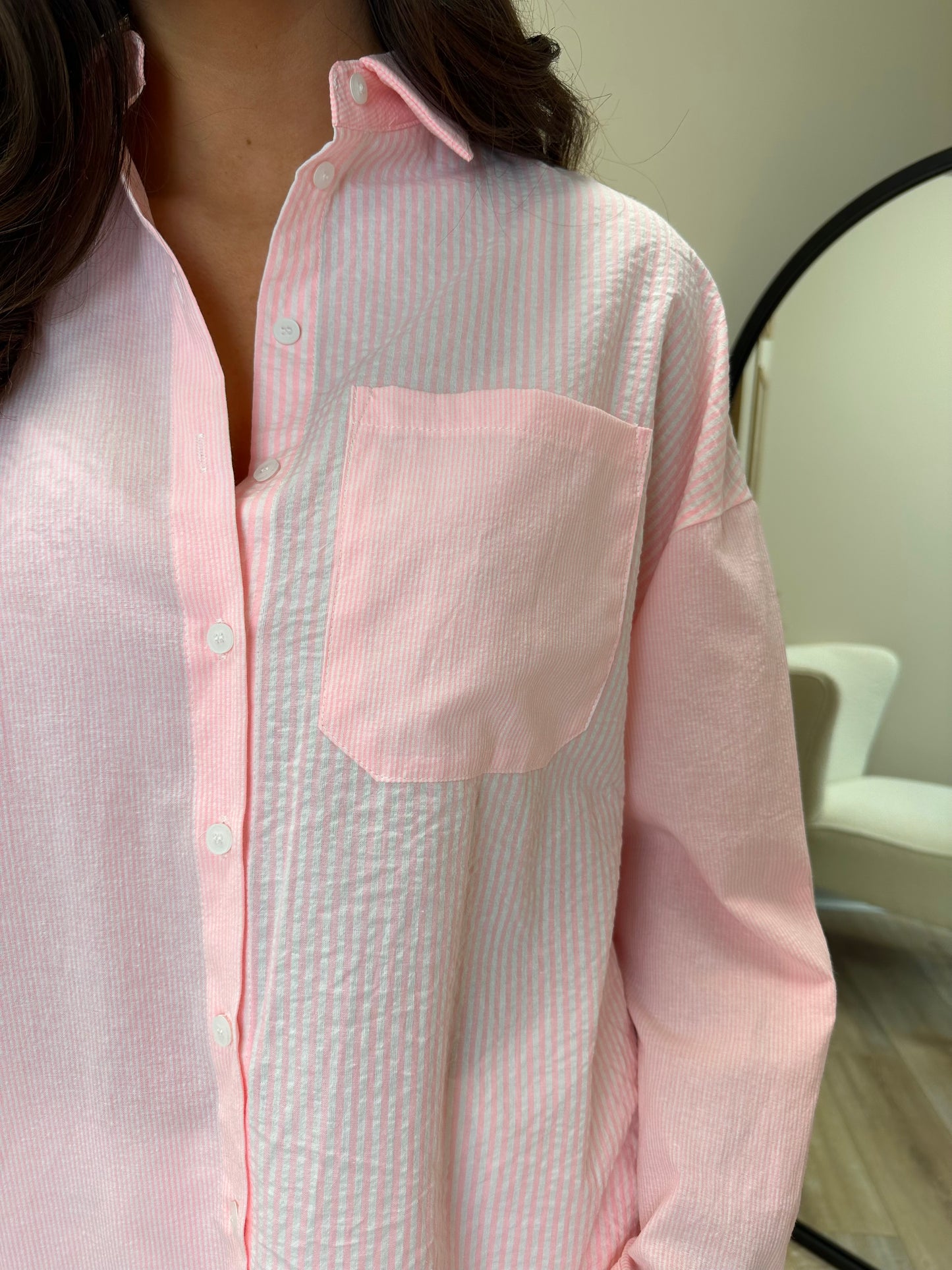 Pink Striped Oversized Shirt