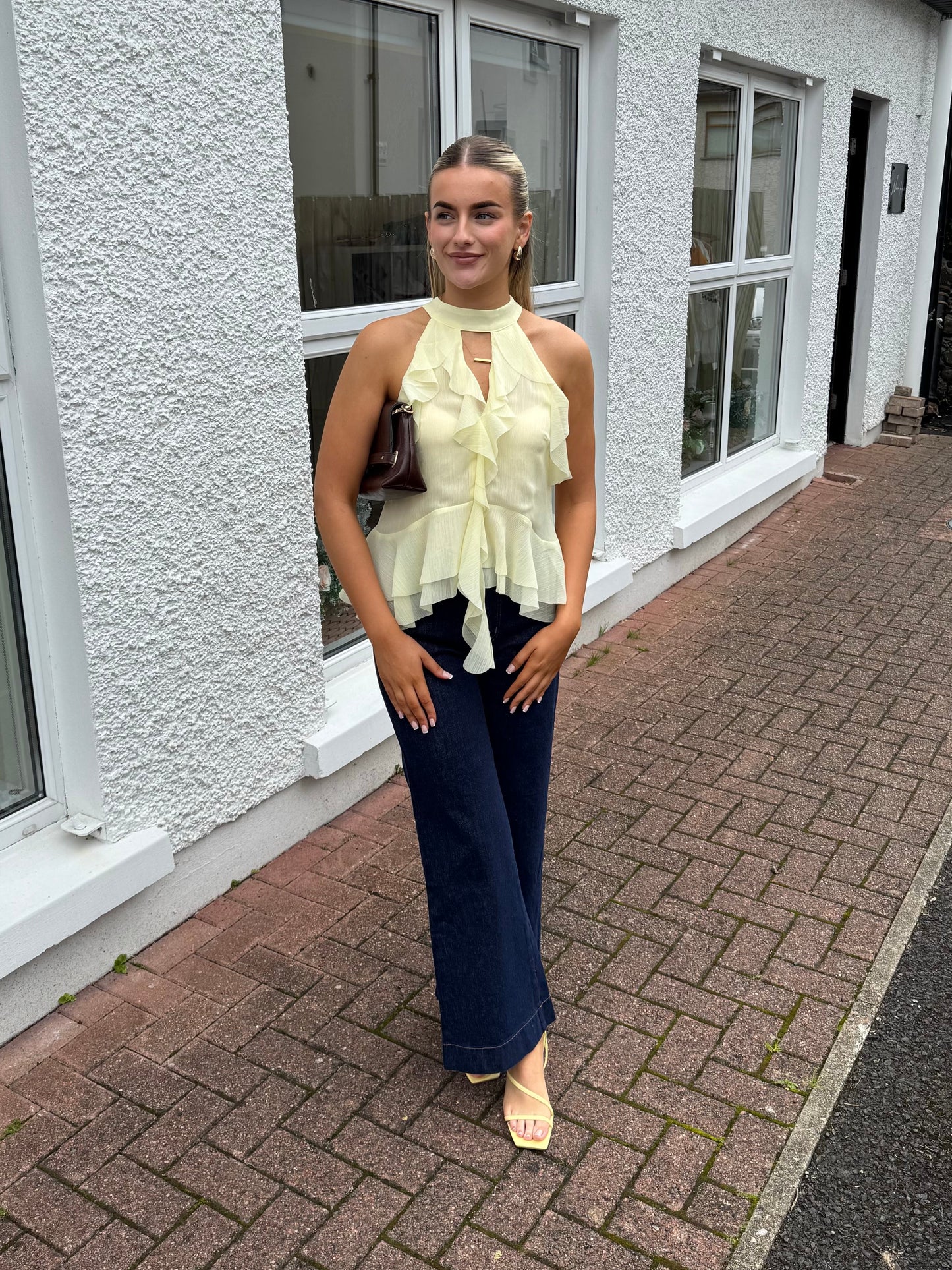 Clara Ruffle Top in Lemon