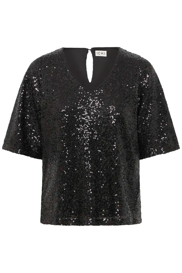 Fauca sequin T Shirt in black