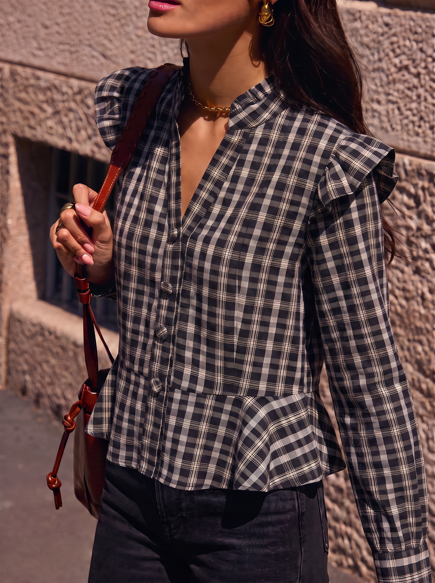 Maya Check Shirt in Navy