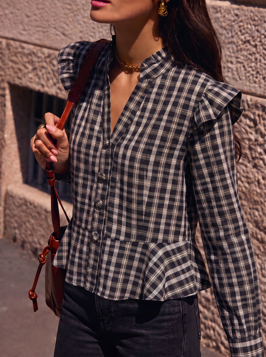 Maya Check Shirt in Navy