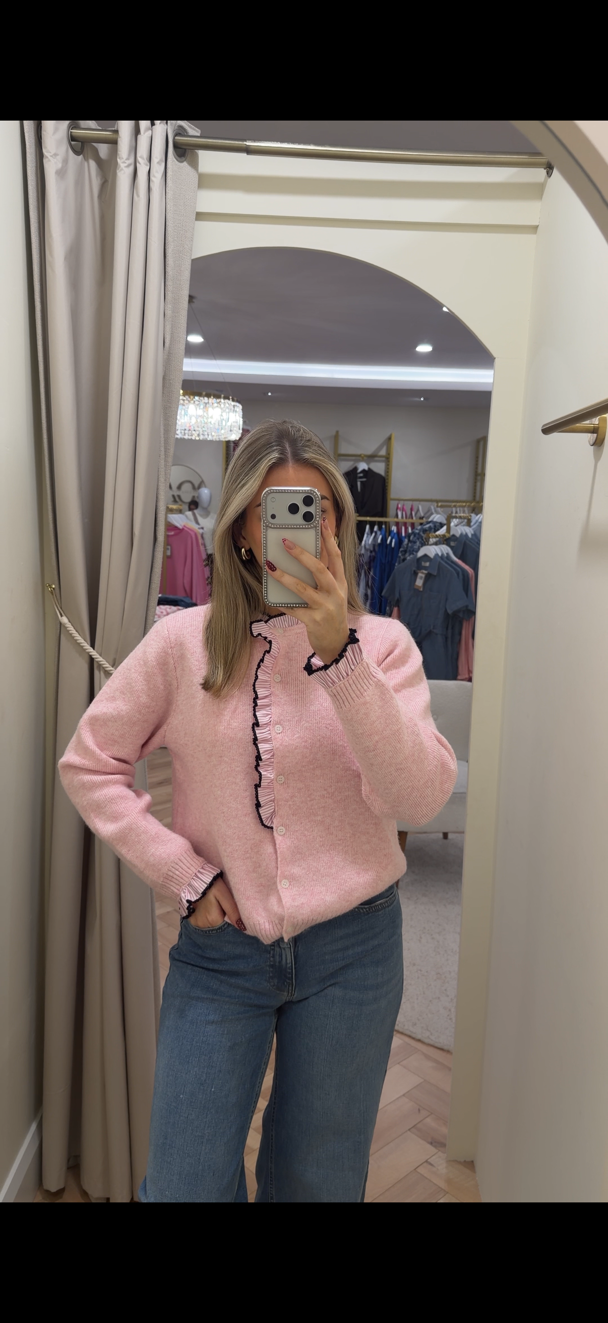 Therese Knit Cardigan in Pink