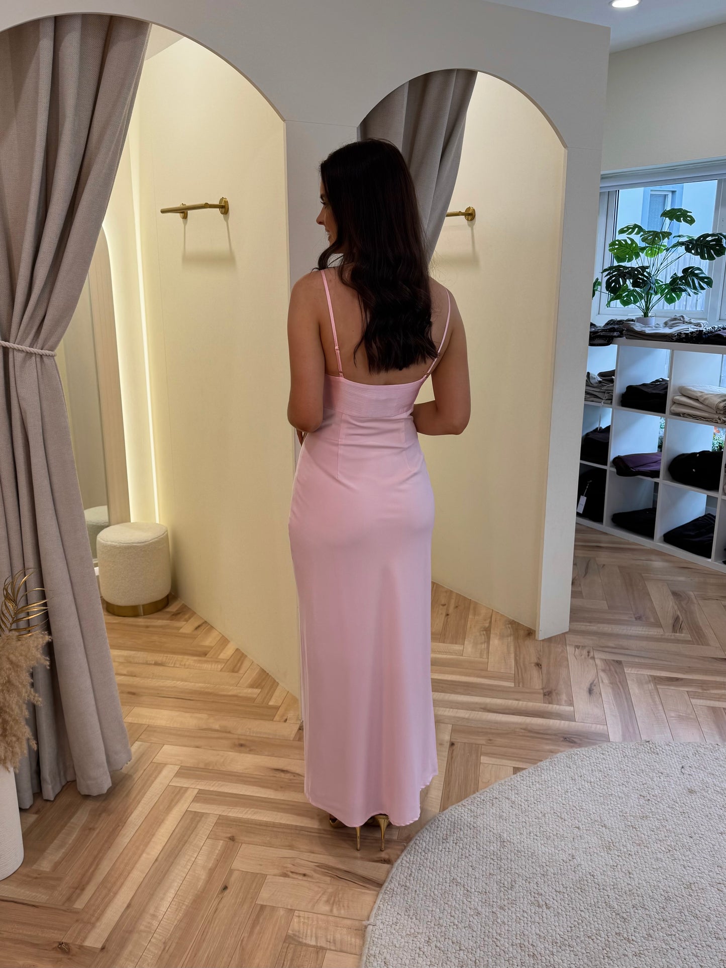 Joely Contrast Maxi Dress in Peony Pink