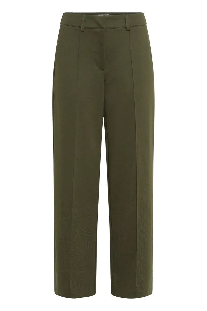 Ihkate wide leg office trousers green