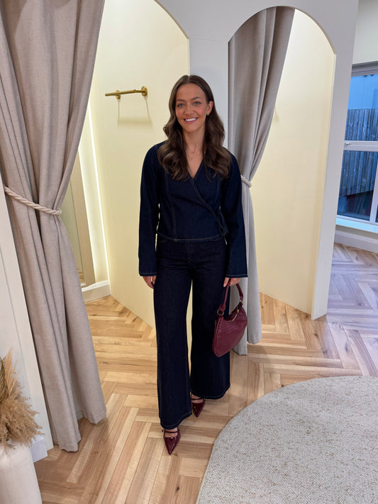 Fenna Denim Wrap Top