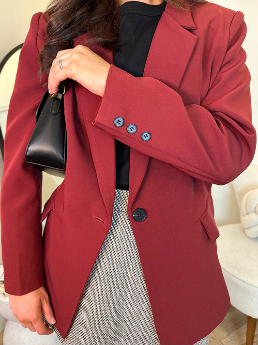 Aida Oversized Blazer in Burgundy