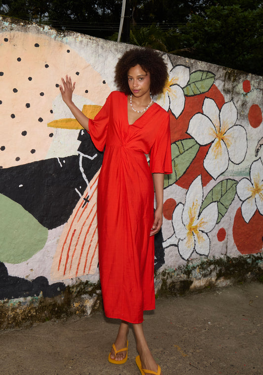 Ihimelda dress in fiery red