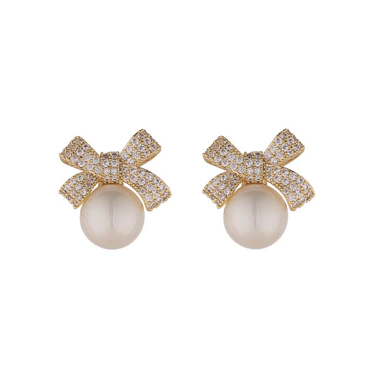 BOW & PEARL EARRINGS