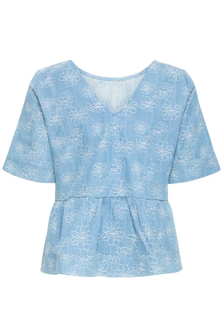 Ihodette Top in Light Blue Denim