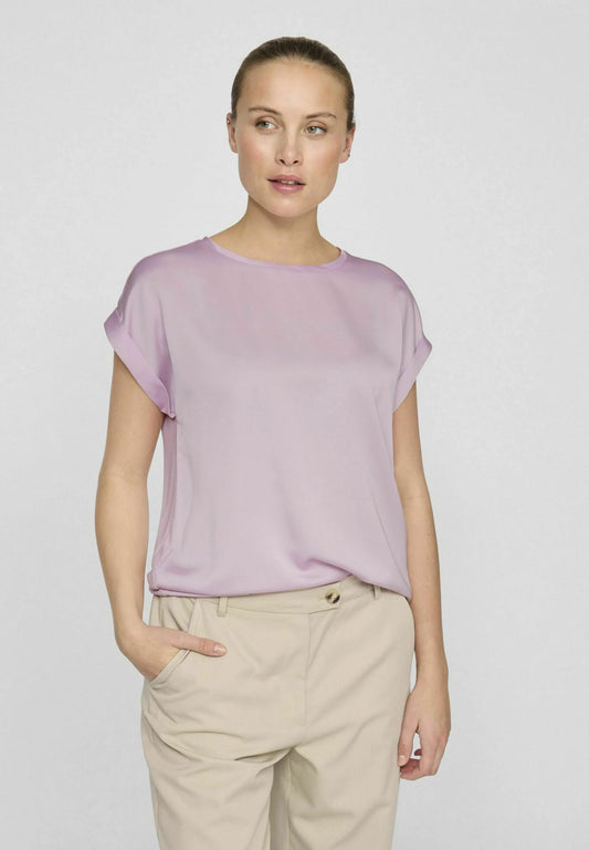 Viellette satin top in winsome orchid