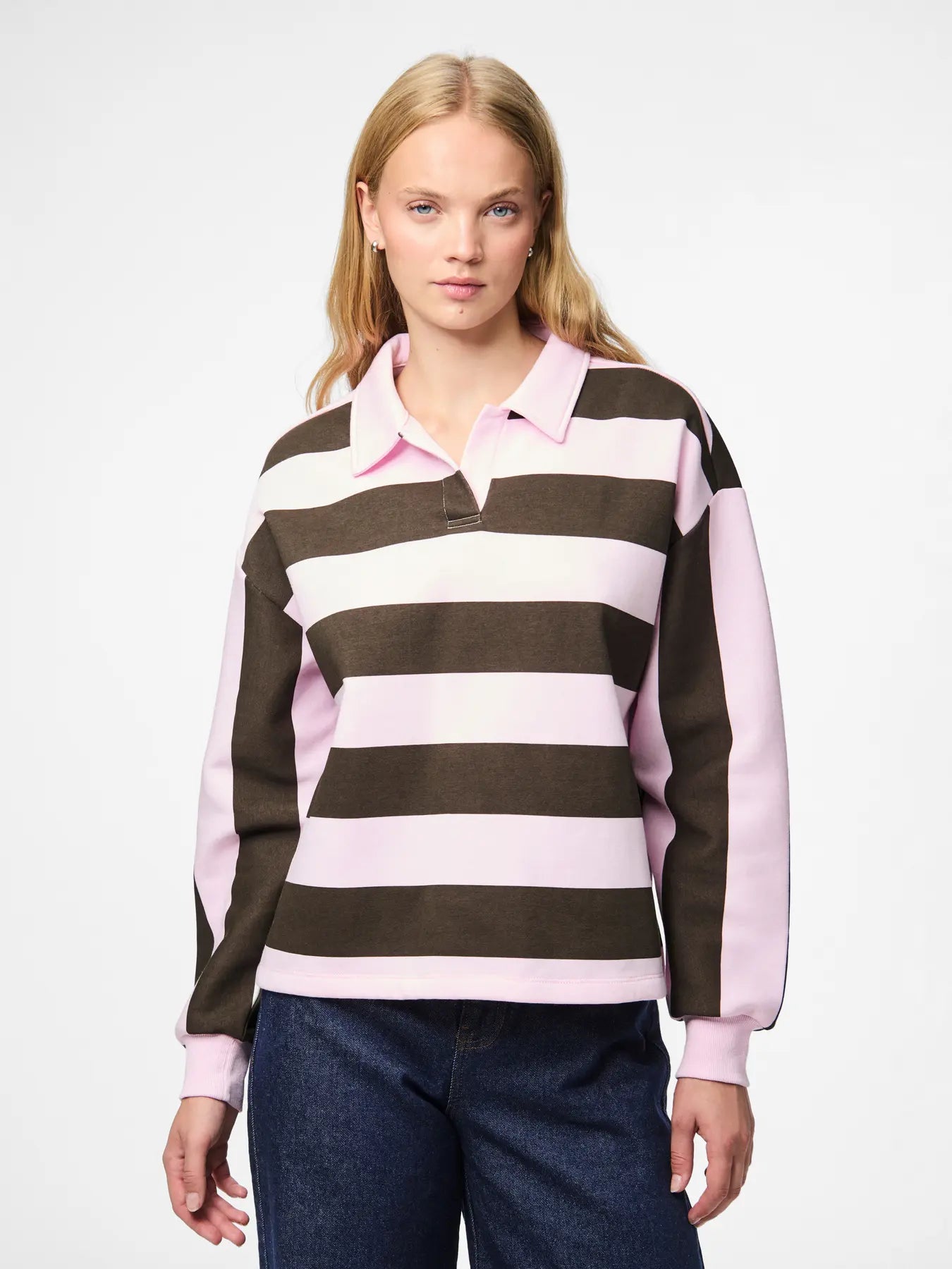Filucca polo shirt in Brown & Pink Stripe