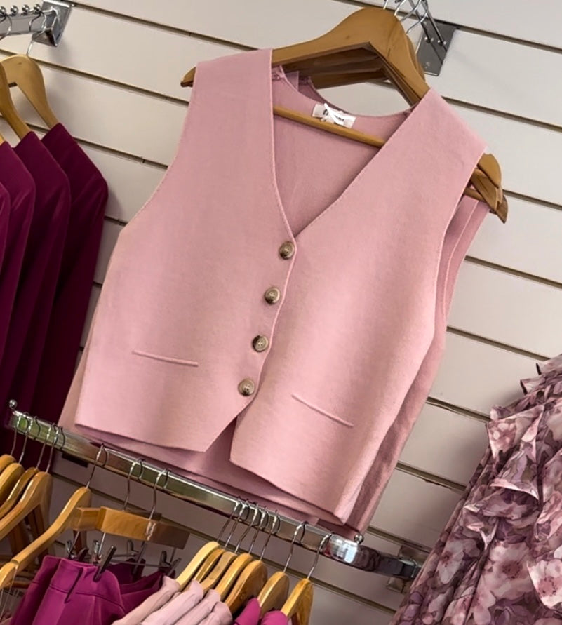 Willow Knit Waiscoat in Pink