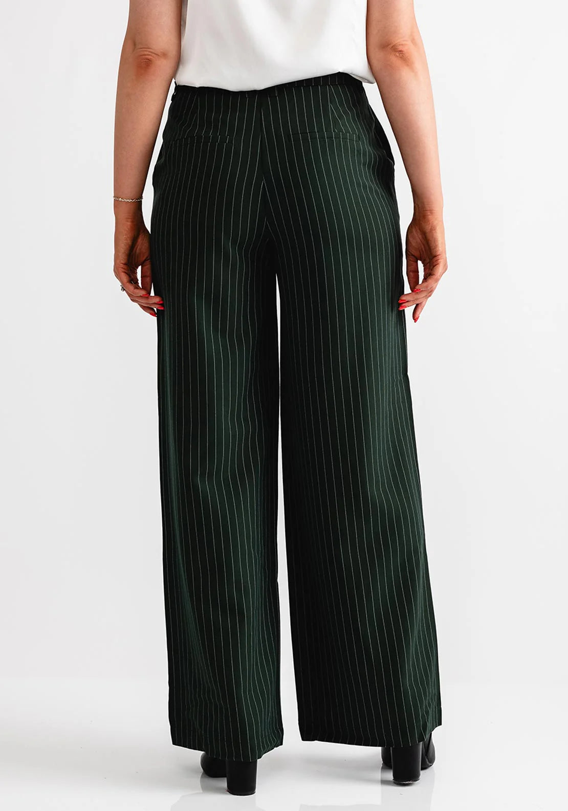 Viwinnie Trousers Dark Green Pinstripe