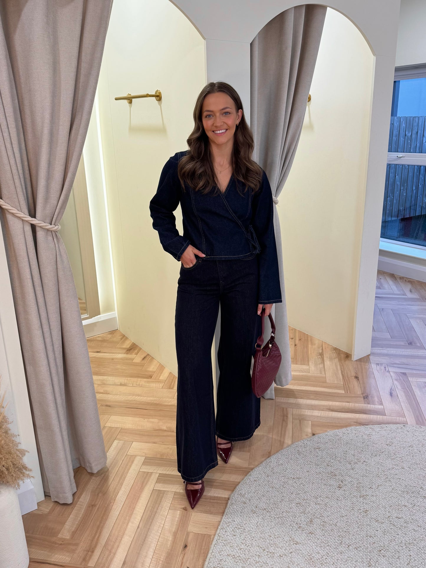 Fenna Denim Wrap Top