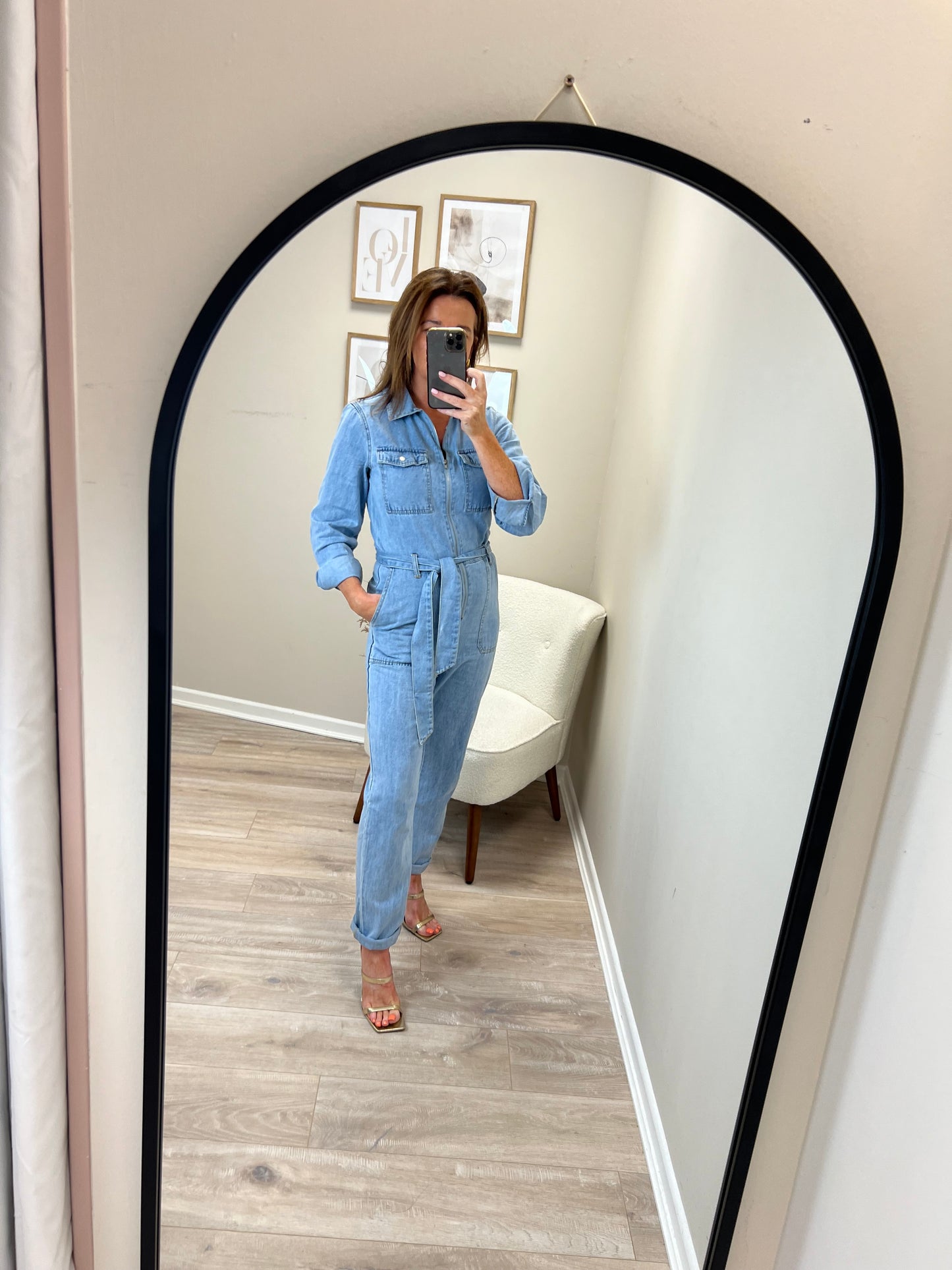 Louisa Denim Jumpsuit in Light Blue Denim