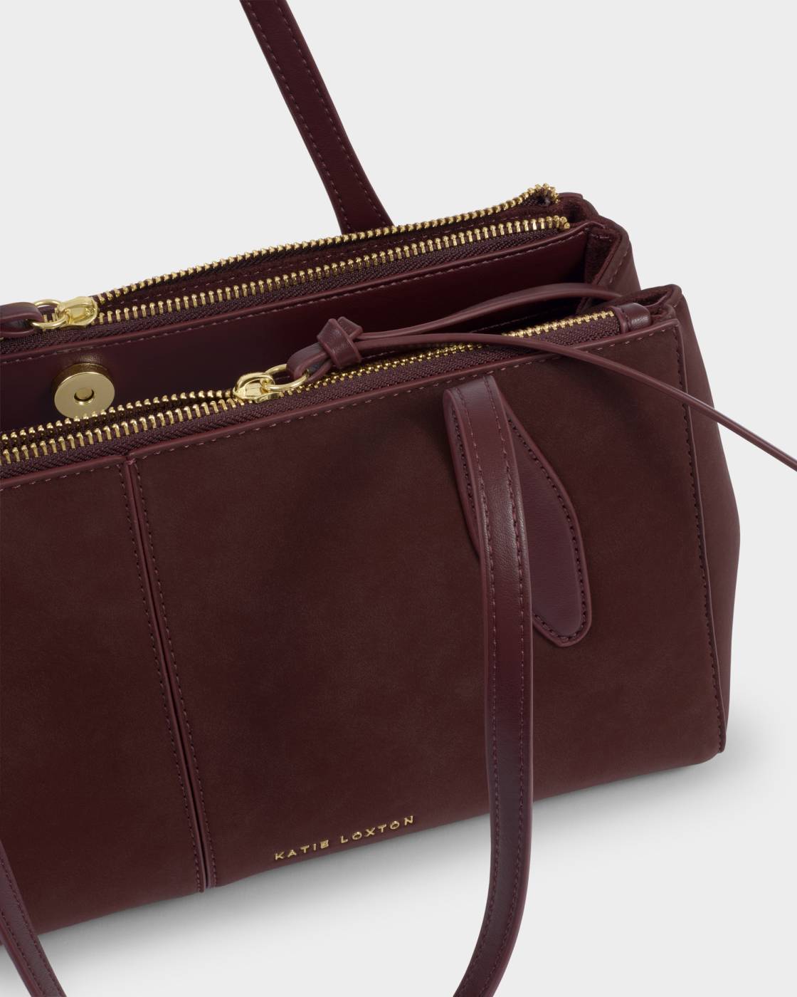 Hattie Suedette Shoulder Bag in cherry