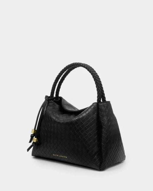 Nova Woven Texture Top Handle Bag in black