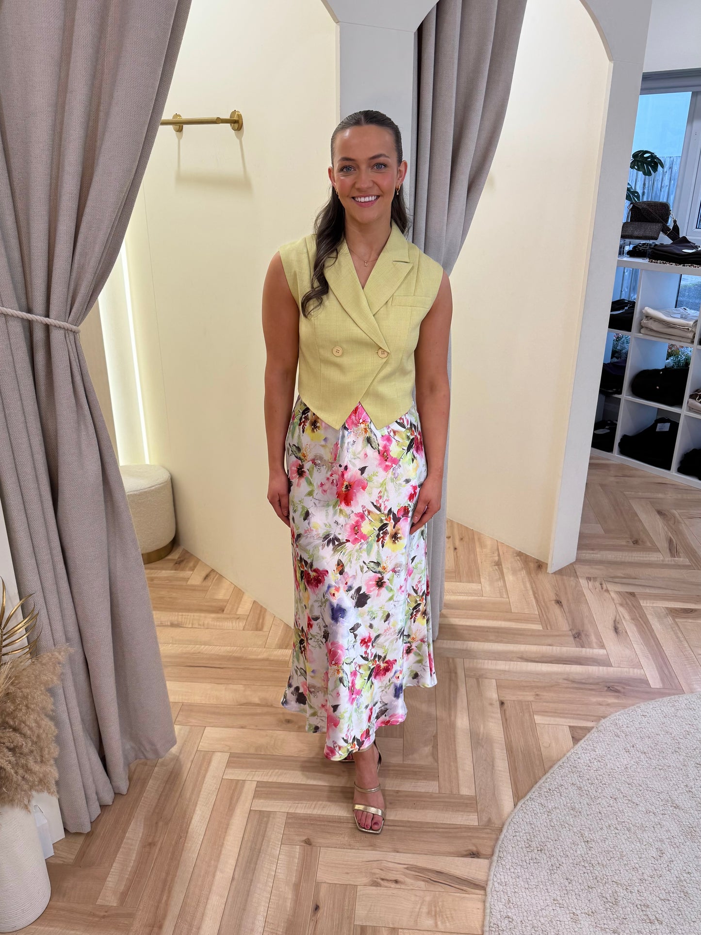 Gini Satin Skirt in Floral