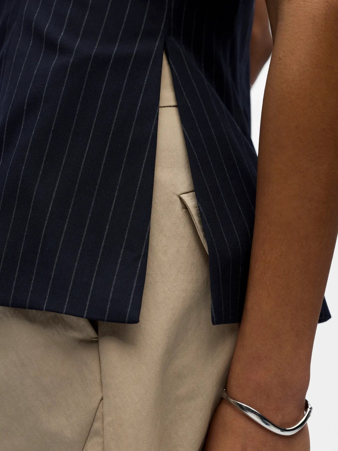 Kasja navy pinstripe top