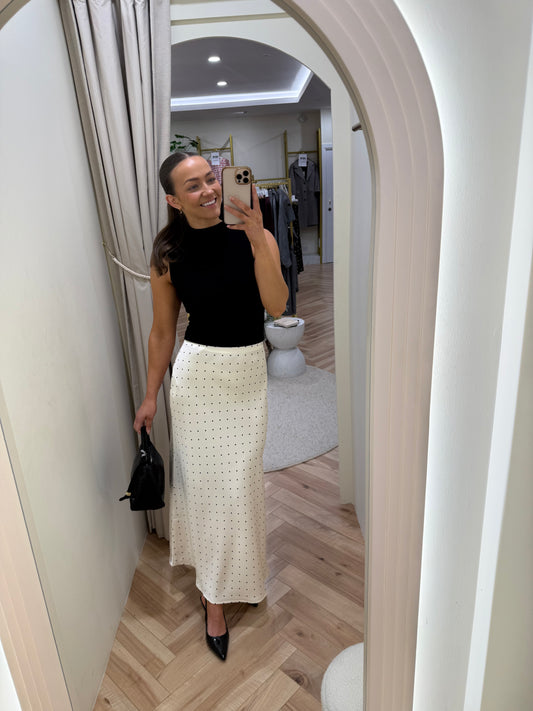Vifadia polkadot midi skirt