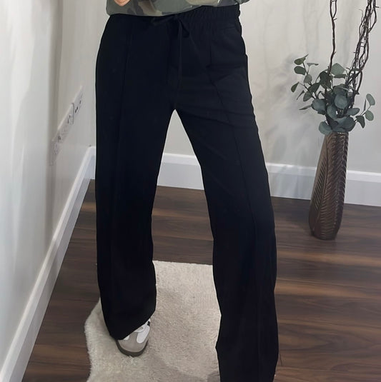 Black wide leg joggers