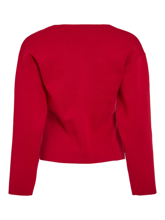 Visway red knit cinched cardigan