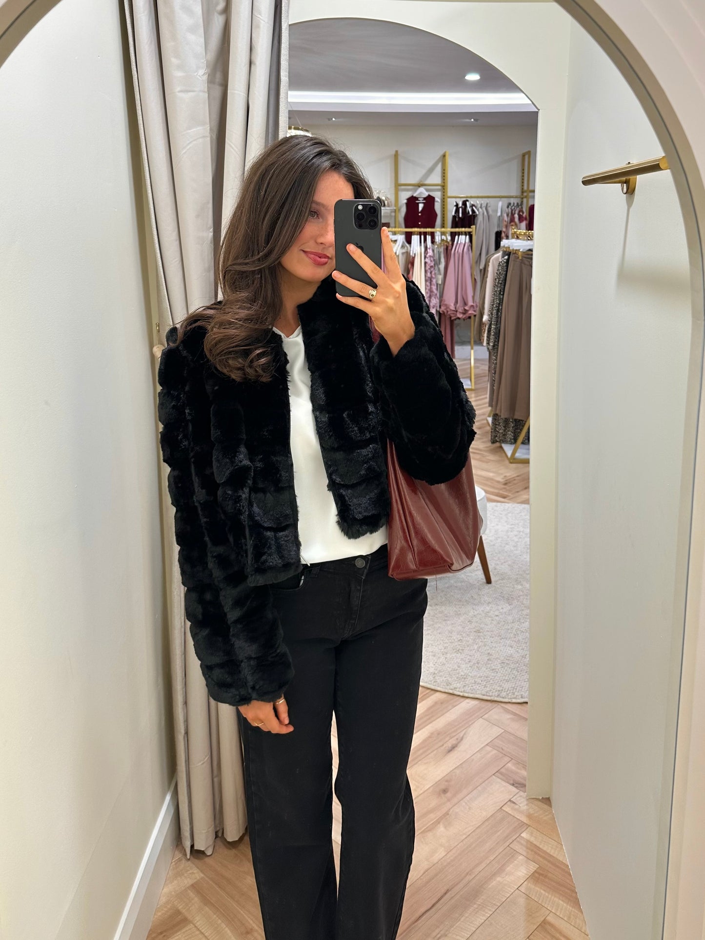 Vibuni fur Jacket in Black