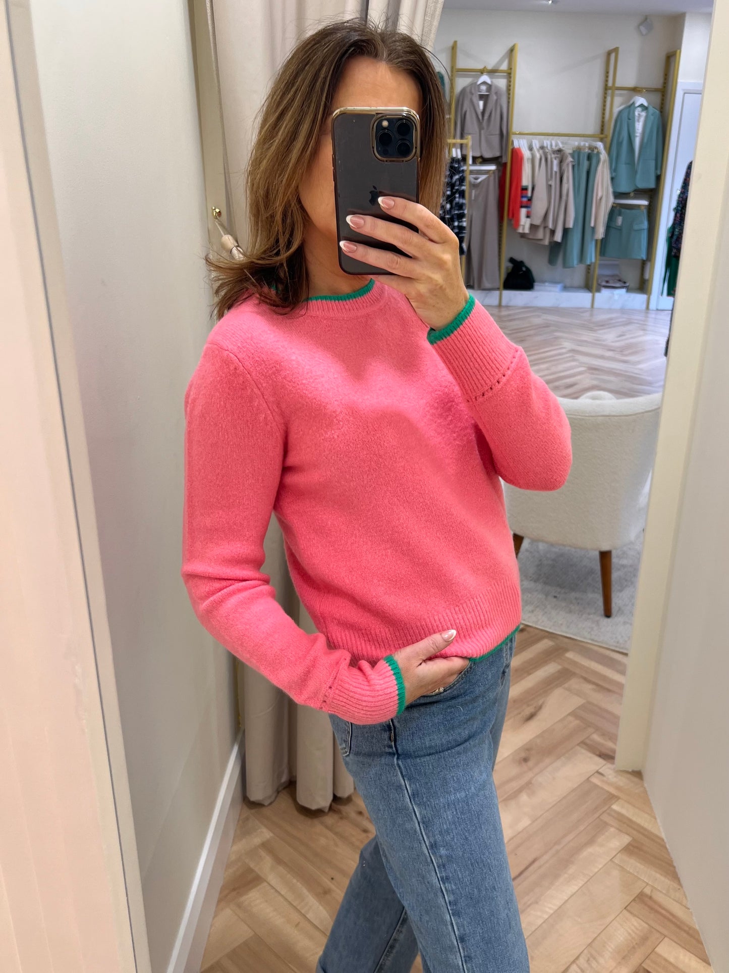 Sugarhill Brighton Helena Jumper - Pink, Contrast Tipping