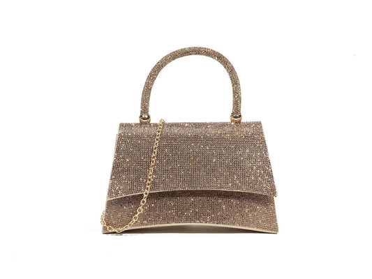 Bronze gold diamanté clutch bag