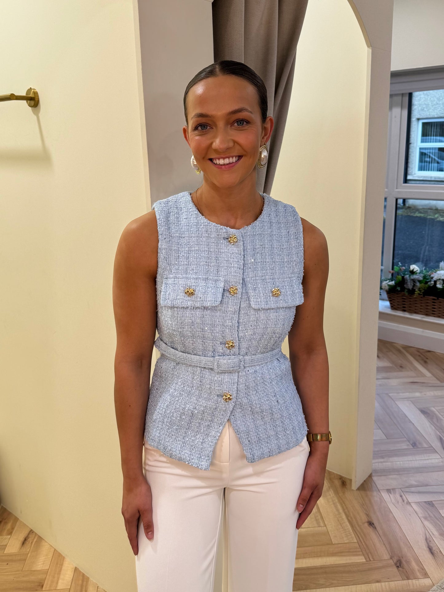 Kyla Tweed Waistcoat in Blue