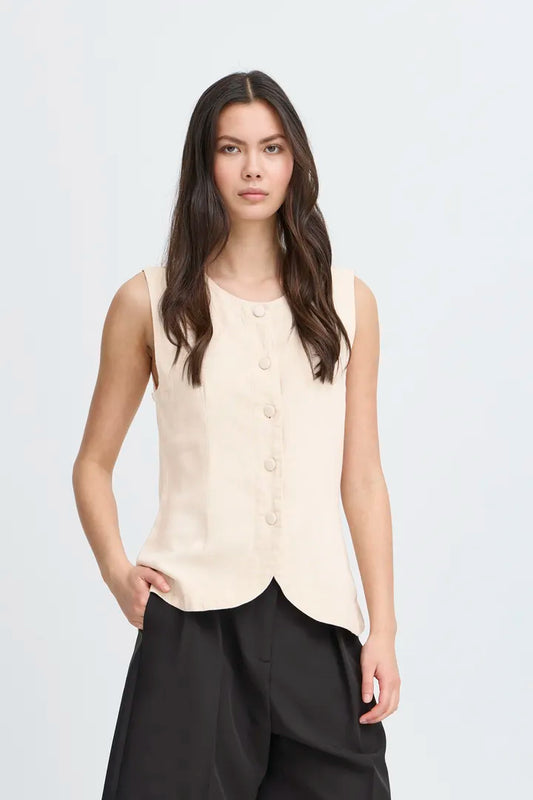 Ichi Ihlinno Waistcoat in natural ecru